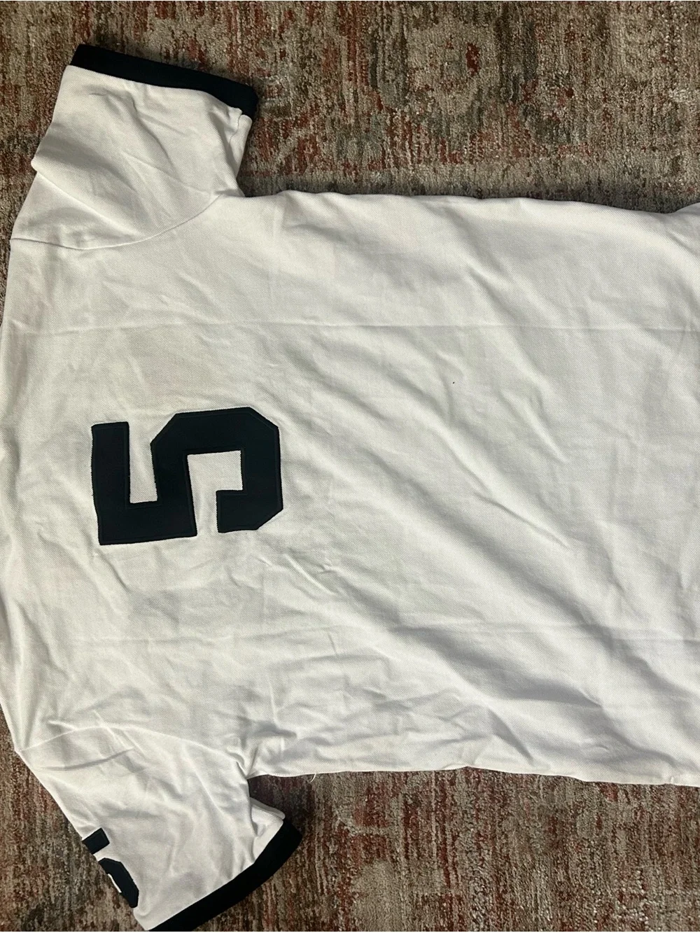 Ralph Lauren White Polo Shirt with Navy Trim - Miami Crest